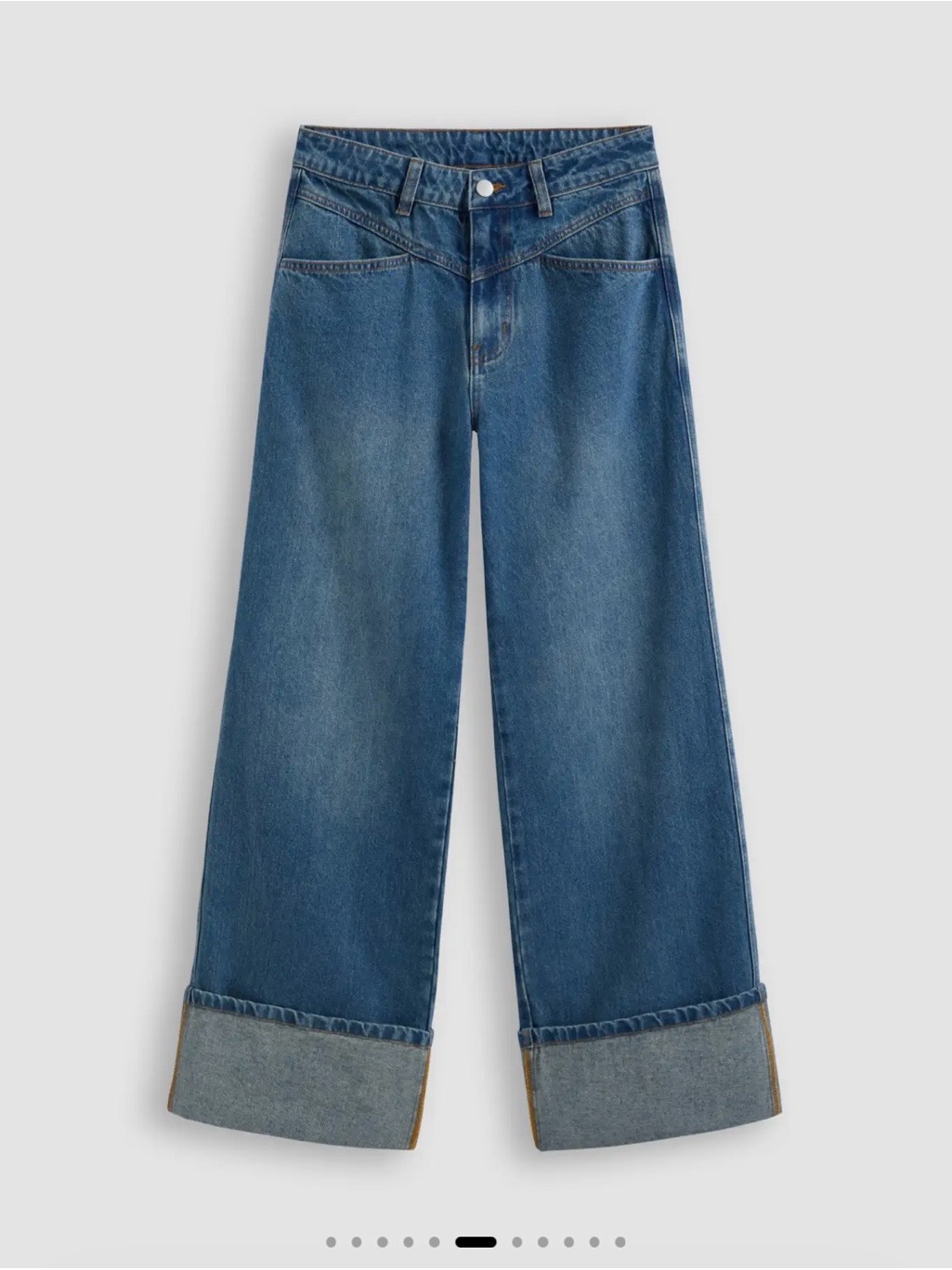 Cider Wide-Leg Cuffed Blue Denim Jeans